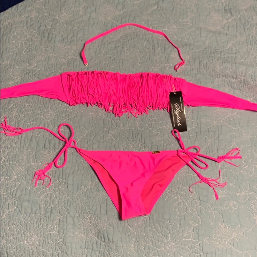 Fringe bandeau bikini